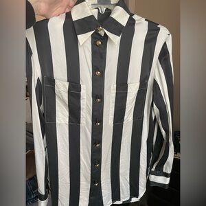Balmain x H&M Black and White Striped Blouse